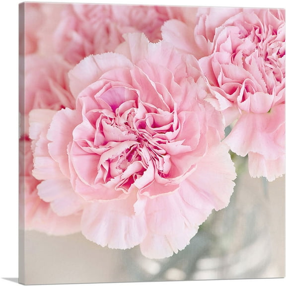 ARTCANVAS Pink Carnation Home Decor Square Canvas Art Print - Size: 18" x 18" (0.75" Deep)