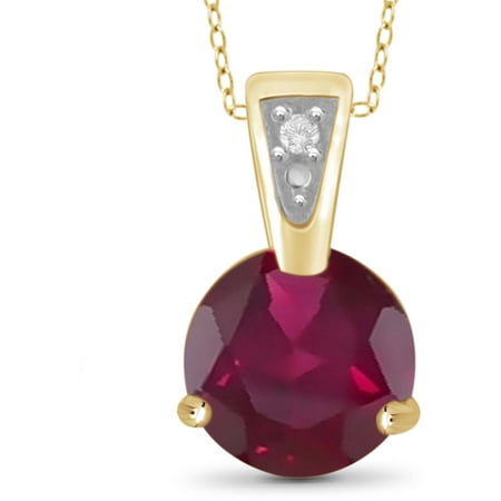 JewelersClub 1-1/5 Carat T.G.W. Ruby and White Diamond Accent 14kt Gold Over Silver Fashion Pendant