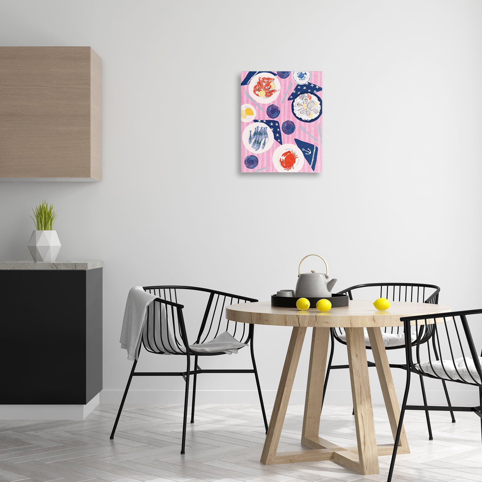 Stupell Industries Seafood Plates Table Food & Beverage Painting Wrapped Canvas Art Print Wall Art, 16 x 20