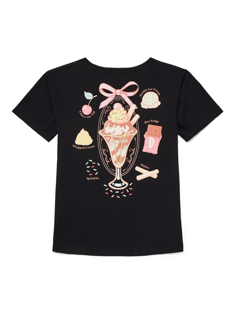 Wonder Nation Girls Best Sundae Ever Graphic T-Shirt with Short