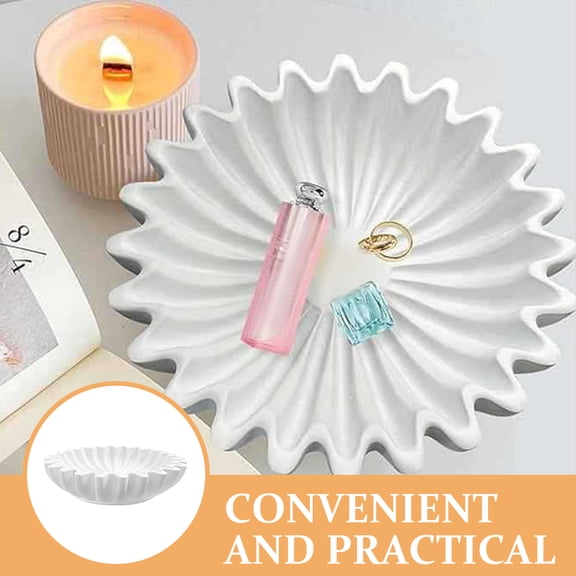 PENIKOKO Entrance Key Holder Bowl Decor Bowls White Resin 1Pack 5.9x5.9x2.0In