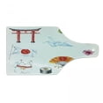 thumbnail image 1 of Japanese Cutting Board, Hand Drawn Traditional Elements Watercolors Torii Gate Origami Bird Flag Lacky Cat, Tempered Glass Cutting and Serving Board, Wine Bottle Shape, Multicolor, by Ambesonne, 1 of 1