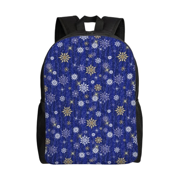 Fotbe Golden Snowflakes Royal Blue Mochila de Viaje para Laptop, Mochila Ejecutiva Delgada y Resistente 15.6"