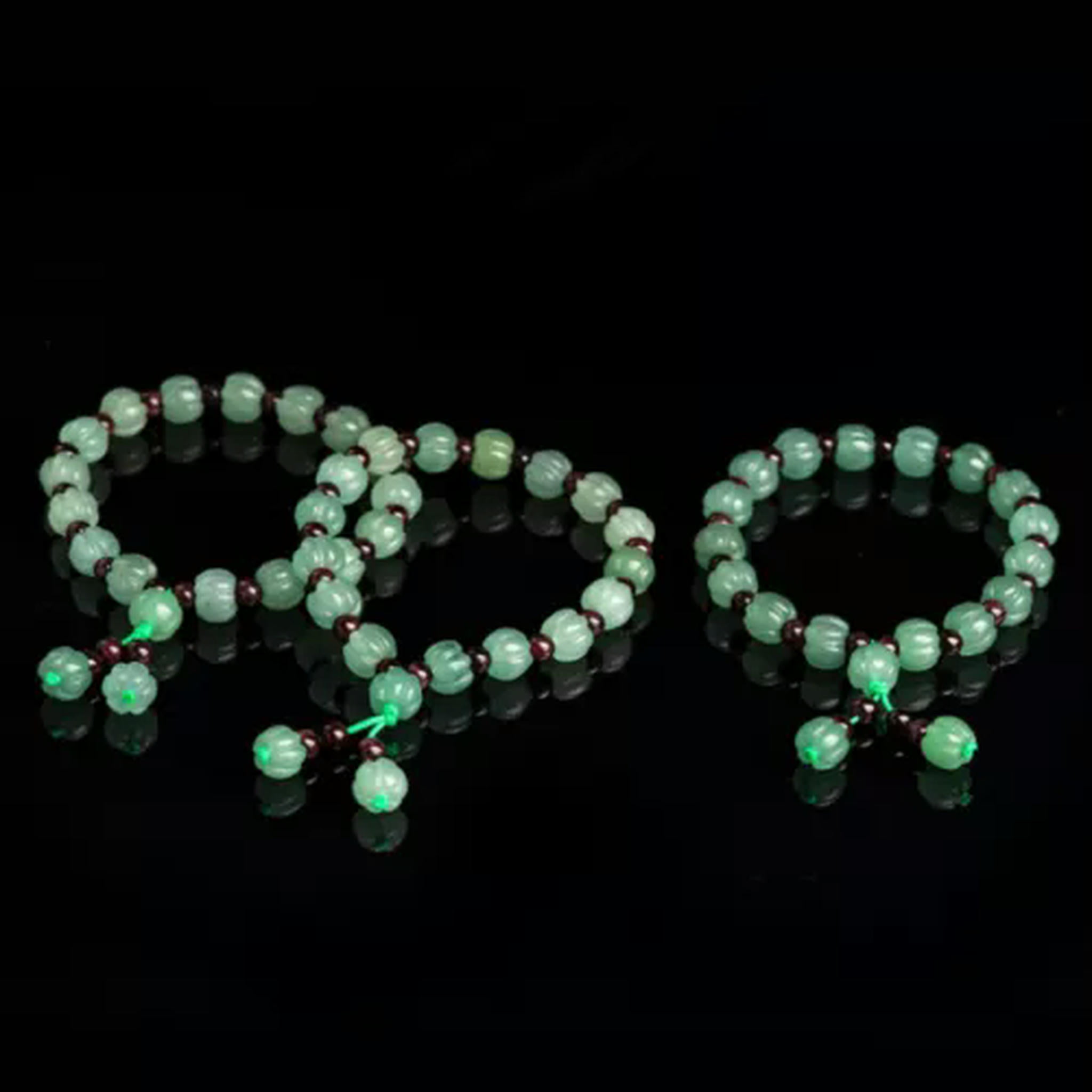 EOEMY Natural Aventurine Jade Green Pumpkin Beaded Braided Bracelet Lucky Women Gift