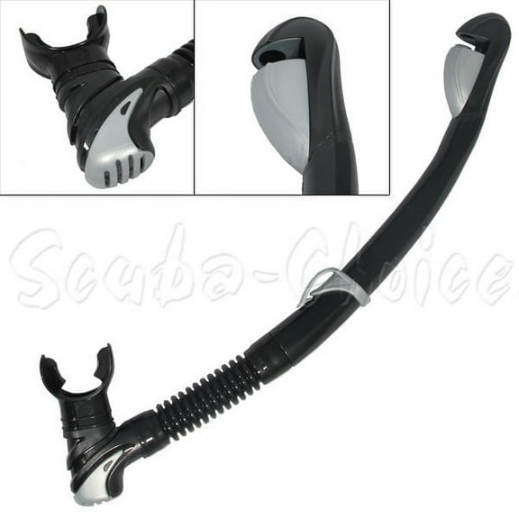 Scuba Diving Dive Dry Top Straight Snorkel with Purged Valve (Black)