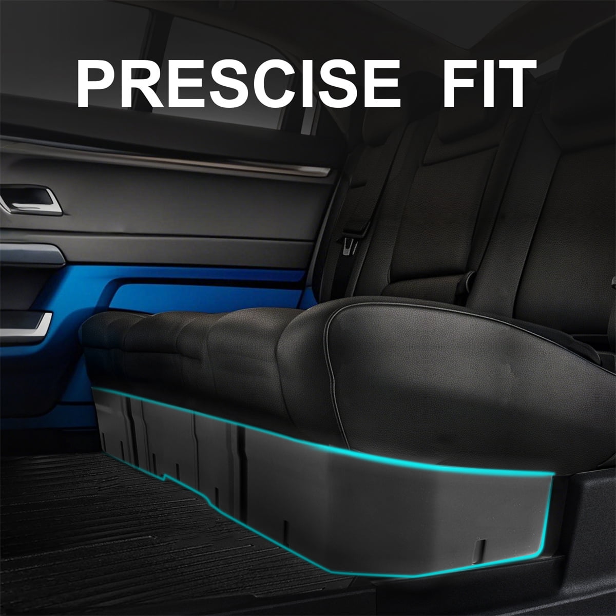 Underseat Storage Box Compatible with 2020-2024 2500HD/3500HD Crew Cab, 2019-2024 Chevrolet/GMC Silverado/Sierra 1500, Black Rear Under Seat Extra Cargo Store