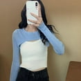 thumbnail image 4 of Haut Tricoté pour Femmes Printemps Chandail Court Col Rond, 4 of 5