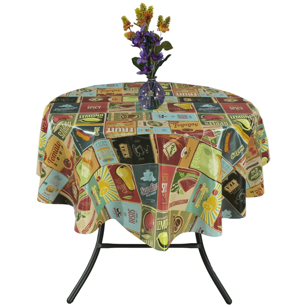 Ottomanson Vinyl Tablecloth Vintage American Design Indoor & Outdoor
