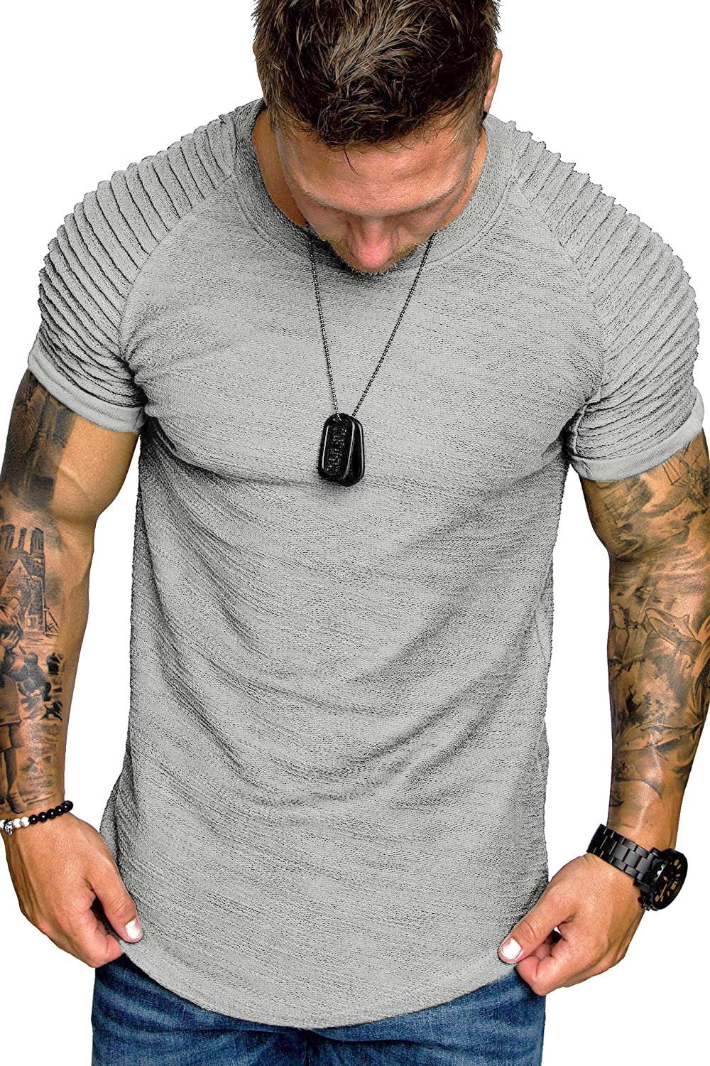 COOFANDY Men's Gym Shirts Fitted Fitness Tee Bodybuilding Workout T-Shirt