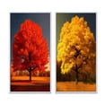 thumbnail image 2 of Designart "Yellow Countryside Beauty of a Magnificent Tree" Landscape Trees Framed Wall Art Set Of 2 - Traditional Red Framed Canvas Set For Living Room Decor, 2 of 6