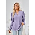 thumbnail image 2 of Women's Solid  V-Neck Jacquard Casual Warm Long 
 Sleeve Loose T-shirt top Fall, 2 of 6