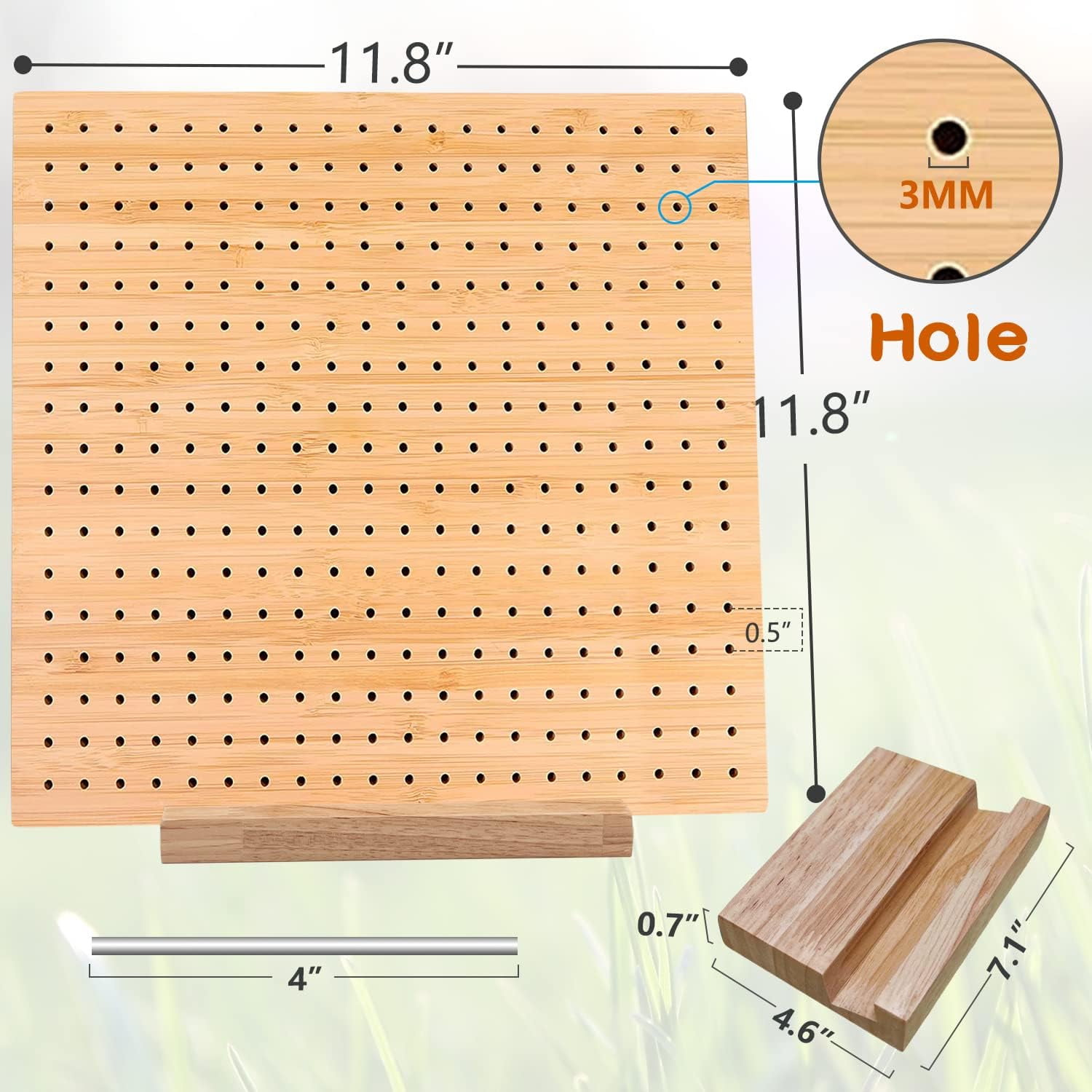 11.8 Inches Bamboo Wooden Board for Knitting Crochet and Granny Squares Blocking Board for Knitting and Crochet Projects Handcrafted Knitting Stainless Steel Pins