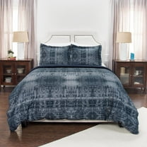 Rizzy Home Cotton 114"x98" Indigo Geometric Bedding