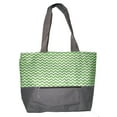 thumbnail image 2 of XL Beach Tote Chevron Print Weekender Bag with Mesh Webbed Handles and Outer Zippered PocketCan Be Personalized Blank, Lime Green, 2 of 4