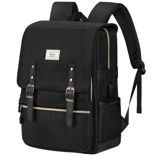 Mochila Ronyes Vintage para portátil de 15,6 pulgadas con puerto de carga USB