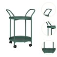 thumbnail image 6 of yotijay 2 Tier Round Side Table Metal 2 Tier Serving Trolley with Wheels for ,Office green, 6 of 9