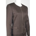 thumbnail image 3 of John Meyer Collection Crew Neck Long Sleeve Zipper Front Pencil Skirt Slit Back Jacquard Skirt Set-BROWN / 16, 3 of 3