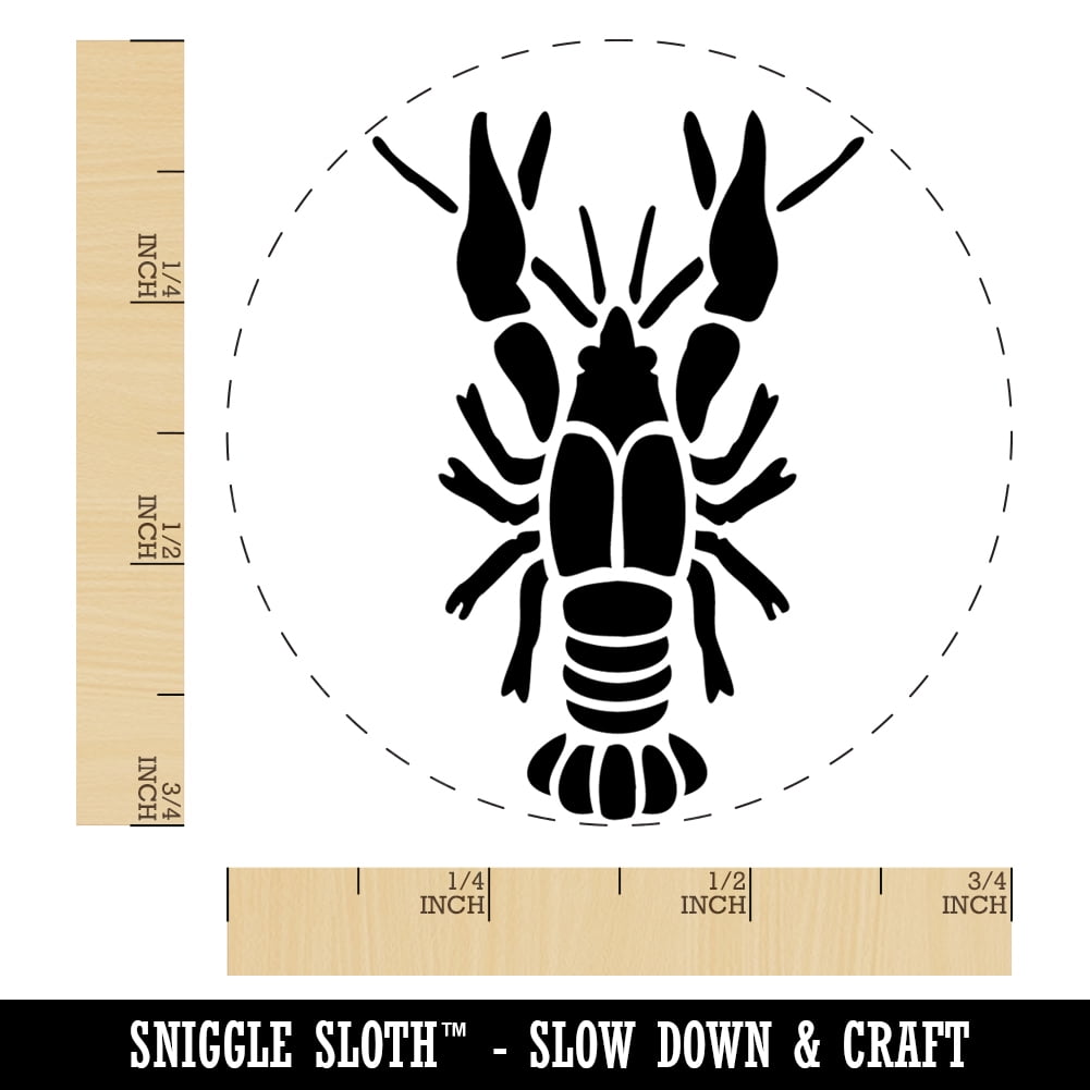 Crawdad Crayfish Mudbug Crustacean Self-Inking Rubber Stamp Ink Stamper - Brown Ink - Small 3/4 Inch