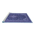 thumbnail image 2 of Ahgly Company Machine Washable Indoor Square Medallion Blue Traditional Area Rugs, 4' Square, 2 of 4