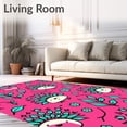 thumbnail image 2 of ODIKA 6'x9' Machine Washable Non-Slip Area Rug, Whimsical Hedgehog in Meadow Cartoon High Traffic Rug, Pink, 619638, 2 of 7