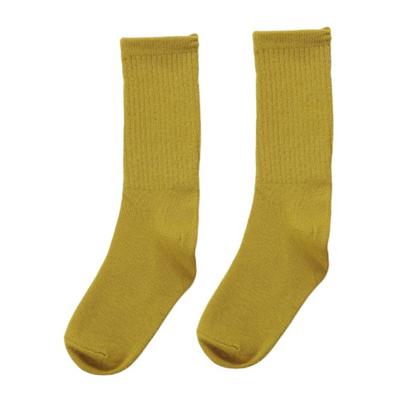 Yoone Kids Girl Boy Solid Color Stretchy Soft Warm Breathable Middle Tube Crew Socks