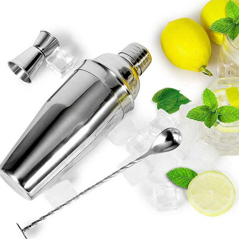 Handheld Cocktail Martini Shaker,Stainless Steel Drink Mixer Wine Shakers  With Strainer for Bar,Home Bartending Mini Size（8.4oz）