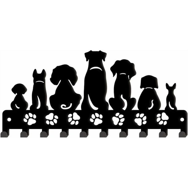 Ganchos de metal para pared con diseño de huellas de perro, colgador de llaves con 10 ganchos, organizador de llaves decorativo, colgador de pared personalizado.