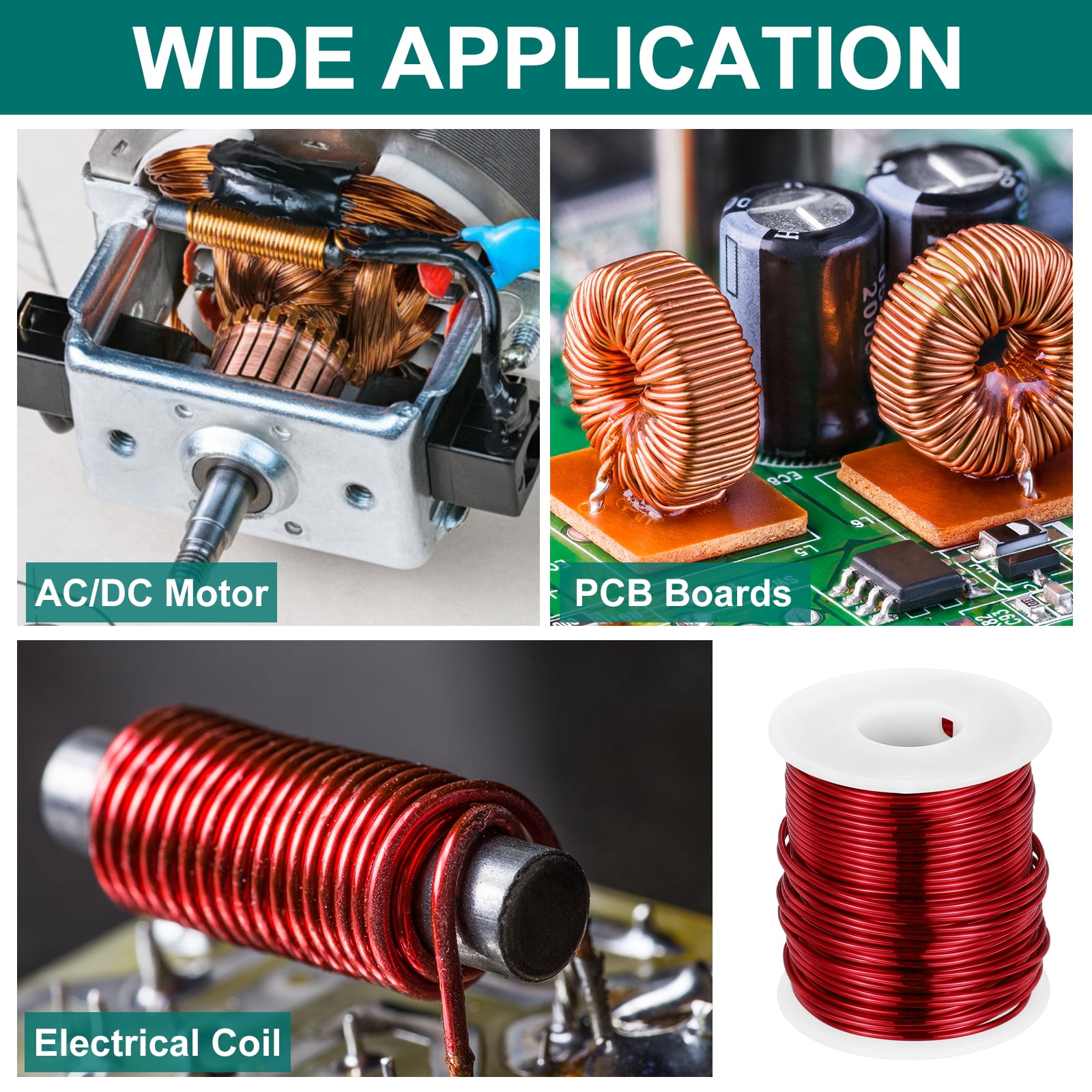 Uxcell 16 AWG Magnet Wire, 16 Gauge Enameled Copper Wire, 1 lb Magnetic Coil Wire for Transformer, Motor, Electric, 155C(311F)