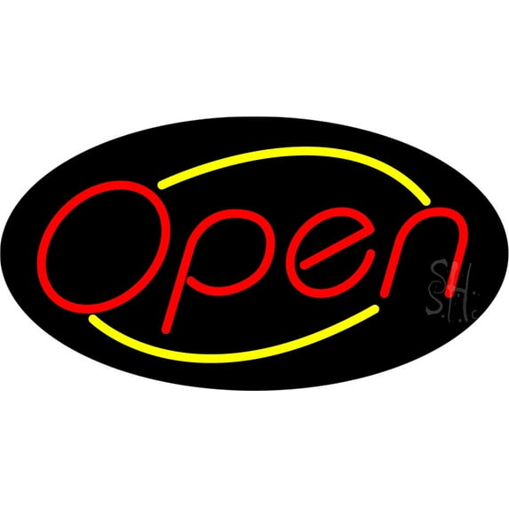 Red Open With Yellow Border Oval Animated LED Neon Sign 20 x 37 ...
