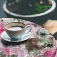 thumbnail image 3 of Ambesonne Grunge Floral Fitted Round Tablecloth, Abstract Pastel Bloom, 45"- 56" Diameter, Hot Pink Pale Pink Teal, 3 of 5