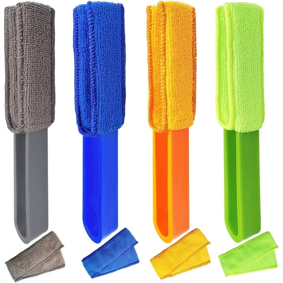 Rongsi-4 Pack Blinds Duster - Window Blinds Cleaner with 4 Microfiber Sleeves, Cleaning Tools for Air Conditioner Vents, Fans, Car Vents