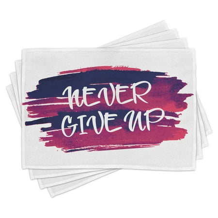 

Ambesonne Fitness Place Mats Set of 4 Brushstrokes with Words Standard Size Fuchsia Indigo White