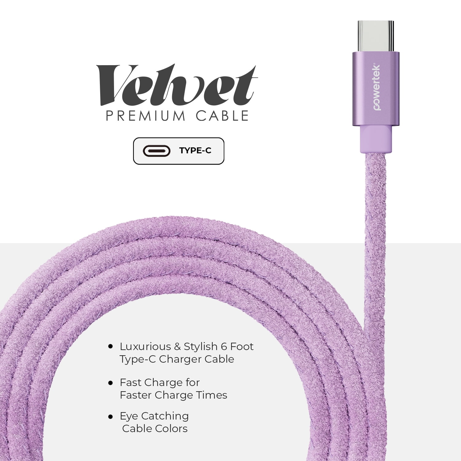 Liquipel Powertek Pastel Velvet USB-C to USB-C - Purple