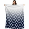 thumbnail image 2 of Flannel Fleece Throw Blanket Navy Blue Lattice White Stripe Lightweight Soft Plush Blankets,Abstract Geometric Minimalist Style Cozy Warm Throw Blanket for Couch Sofa Bed Car Office 60x80in, 2 of 9