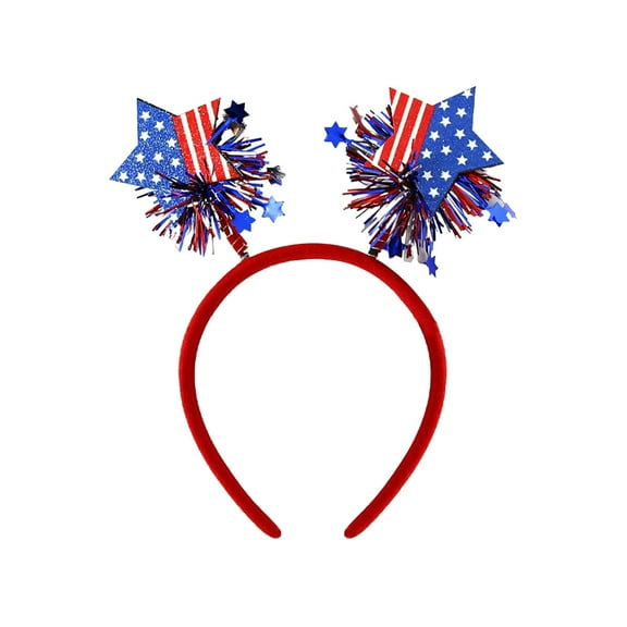 Patriotic Headband Head Boppers Headband 4th of July Party Favors Star Love Heart Flashing Design Independence Day Hair Accessories Headwear for Veteran's Day and Memorial Day
