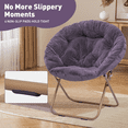 thumbnail image 6 of MoNiBloom Faux Fur Saucer Chair for Adults, Comfy Fluffy for Living Room Bedroom Dorm Apartment, with Thick Padded & Folding Metal Frame (Purple), 6 of 10