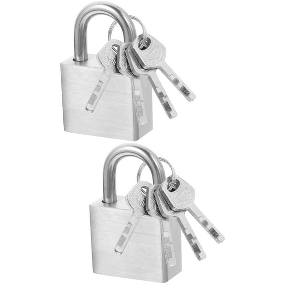 2 PCS Small Silver Padlock Locker Anti-theft with Key