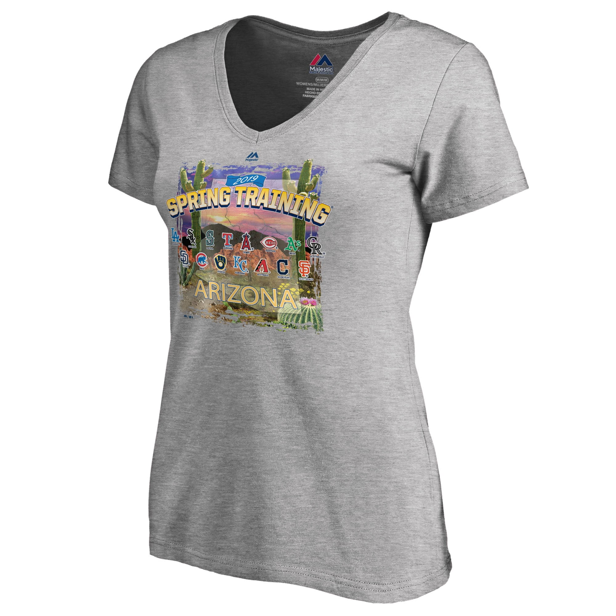 Majestic Women S 2019 Spring Training Cactus League Map V Neck T Shirt Gray Walmart Com Walmart Com
