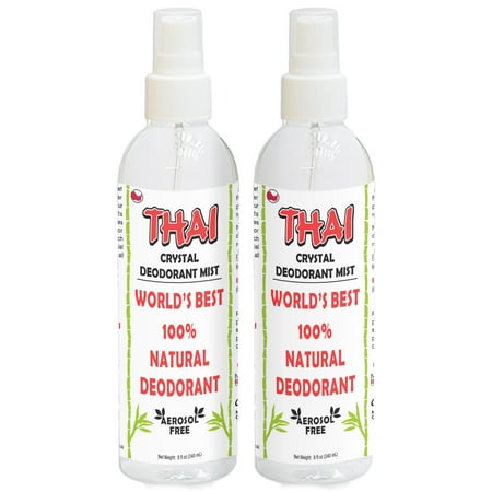 2-PACK Thai Deodorant Spray - Clinically Tested - Made in USA - Whole Body Natural Crystal Salt Deodorant Spray for Women Men & Teens, (8 Oz)