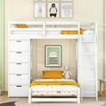 thumbnail image 4 of Harper & Bright Designs Twin Over Twin Separable Bunk Beds with Desk and Drawers, Wood L-Shape Bunk Bed Frame with USB Ports and LED Ligh for Kids Teens, White, 4 of 17