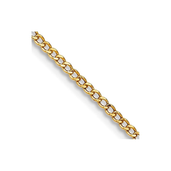 14k Yellow Gold 1.85mm Semi-solid Curb Link Chain Necklace 18 Inch Chain Necklace for Women and Men