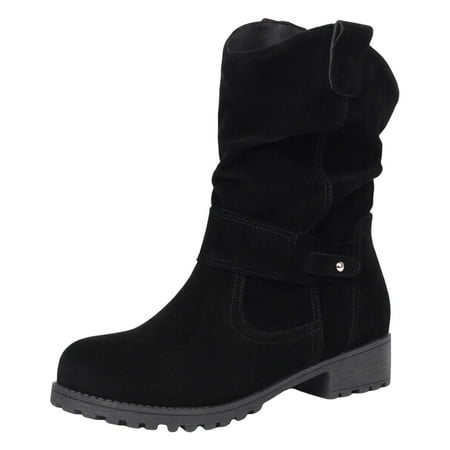 

Winter Women s Shoes Winter Chelsea Ankle Boots for Women Ladies Solid Western Boots Mid Calf Boots Stacked Boots Solid Frosted Pleated Boots Ankle Boots Snow Boots(Size:7)