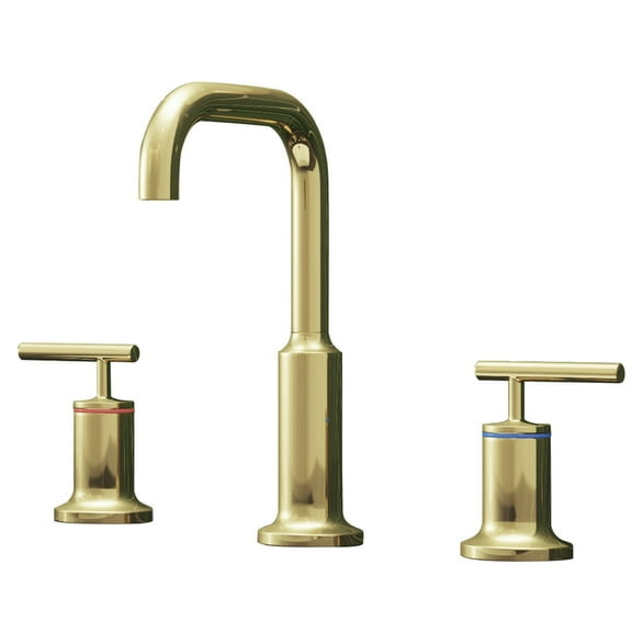YZZY Brushed Gold Bathroom Faucet for Sink 3 Hole 2 Handle Widespread Lavatory Vanity Sink Faucet