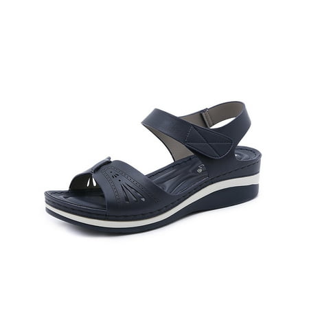 

WEARELLAS Womens Open Toe Platform Wedge Sandals Summer Beach Casual Soft Outdoor Walking Shoes