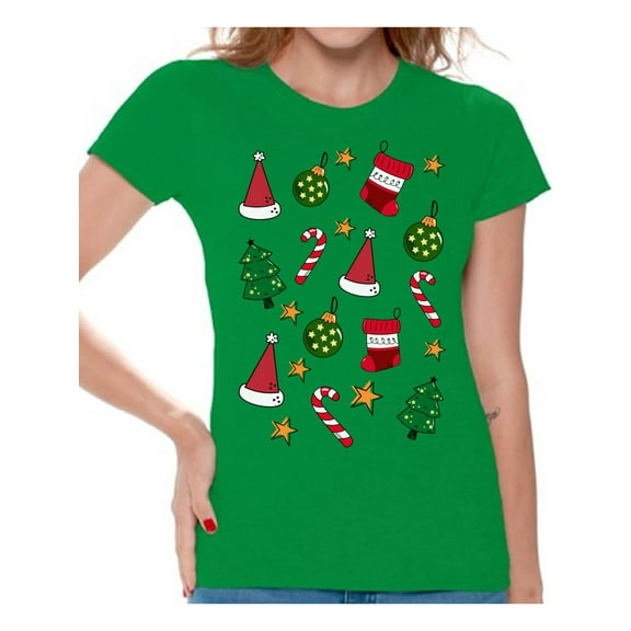 Awkward Styles Christmas Shirts for Women Xmas Christmas Pattern T-Shirt