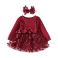 thumbnail image 3 of OJSFQUFP Girls' Dress Elegant Cute Skin Friendly and Comfortable Ribbed Top with Bow Tie Mesh Dress, 3 of 9