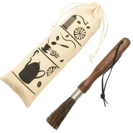 

1 Pcs Coffee Grinder Cleaning Brush Boar Bristles Walnut Wood Handle with Hanging Belt New.