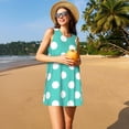 thumbnail image 3 of Defioc Teal Turquoise And White Polka Dot Pattern Women's Summer Dresses 2025 Beach Casual Sleeveless Tank Loose Sundress Beach Vacation Clothes with Pocket -XX-Large, 3 of 7