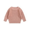 thumbnail image 4 of Toddler Baby Boy Girl Knit Sweater Round Neck Solid Color Long Sleeve Casual Tops Oversized Pullover Toddler Winter Clothes for Toddler Kids Boys Girls 6-12 Months, 4 of 4