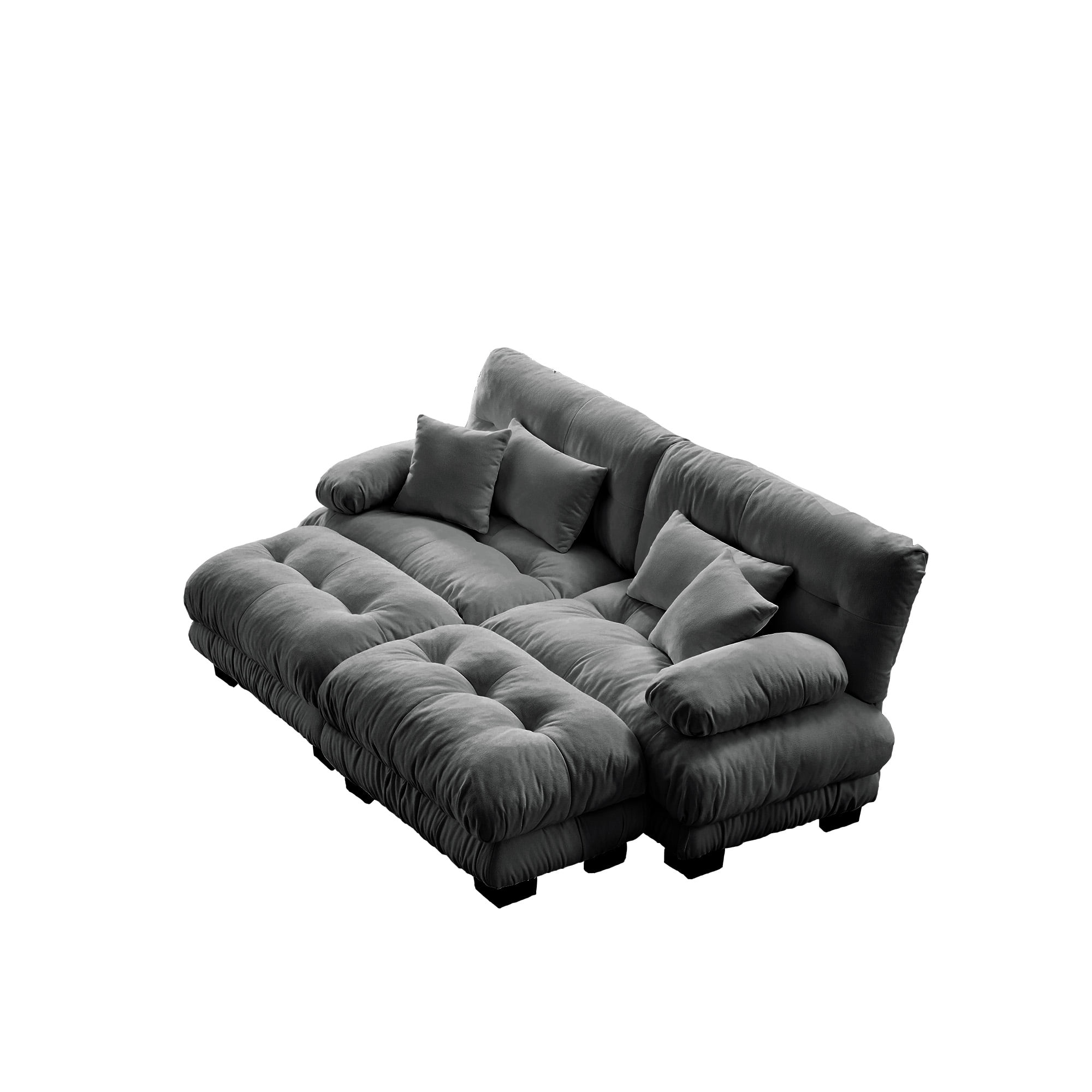 Gewnee Gray Chenille 3-Seater Sectional Sofa Modular Deep Seat Sofa Couch , Soft Comfy Upholstered Furniture for Living Room